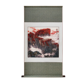 汉绣朝霞印东岳卷轴画