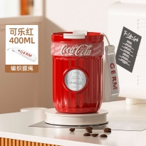格沵可口可乐徽章系列保温杯400ml(雪融白)(可乐红)GE-CK23AW-B55