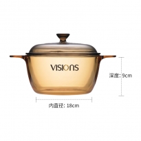 康宁VISIONS 晶彩生活7件组(晶彩双耳锅1.5L+晶尊2小碗1大碗2小盘1大盘)
