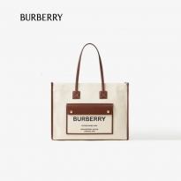 BURBERRY   双色帆布拼皮革 Freya 包