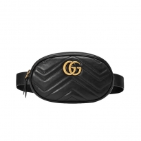 GUCCI  女士黑色牛皮腰包