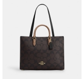 COACH蔲驰 Maggie 36 印花徽标Log0涂层帆布 托特包Tote包购物袋手提包 女款 棕